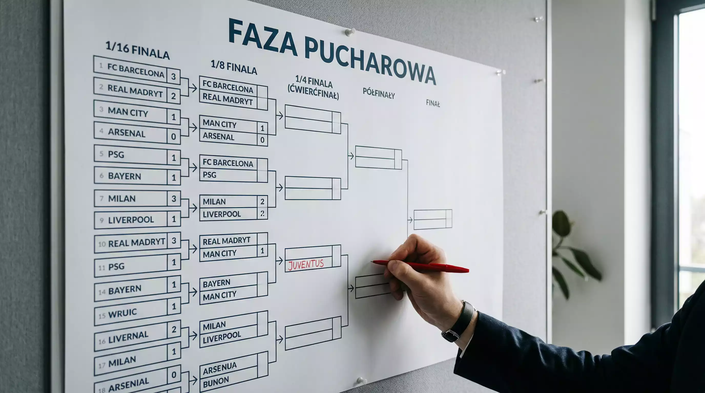Schemat przejścia z fazy grupowej do fazy pucharowej Mundialu 2026 z wyjaśnieniem awansu najlepszych trzecich drużyn